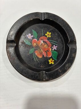 Vintage Tole Metal Ashtray